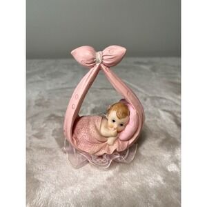 Baby cake topper Sleeping in Pink Sling Ornament Nursery‎ Decor Gift